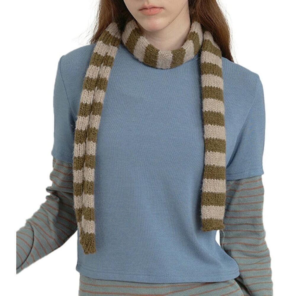 8576 Cute Stripe Scarf For Women Skinny Y2k Neckerchief Fashion
